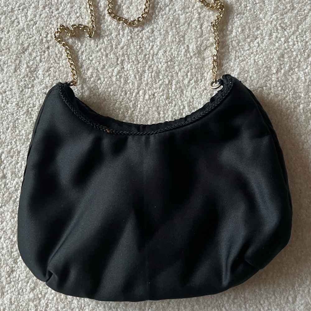 Vintage La Regale LTD clutch chain Purse Black Ruffle - Picture 6 of 6